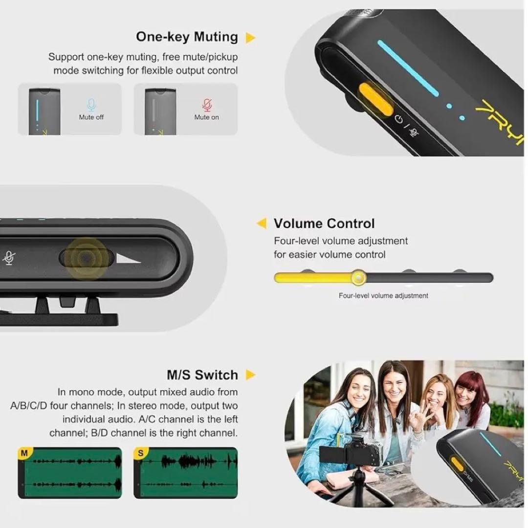 TRYMS iRay DW40 ワイヤレスマイク 4ch 無線マイク 200m