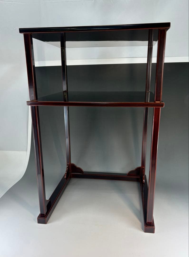 【茶道具】宗明造　溜塗　二重棚（共箱）　組立式 ★送料込★