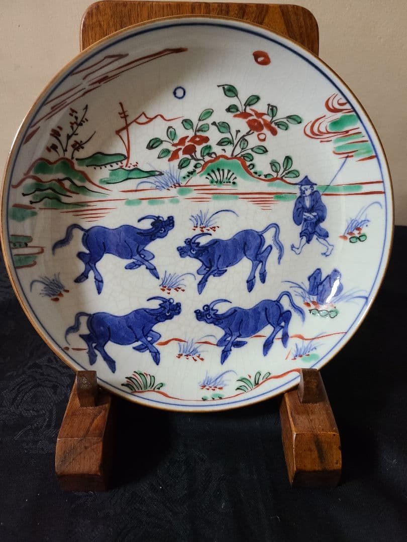 九谷焼須田菁華造南京赤絵写七寸皿