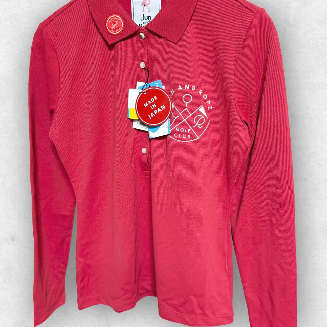 【新品】JUN&ROPE ポロシャツ 長袖 ゴルフ ウェア UVカットM 赤