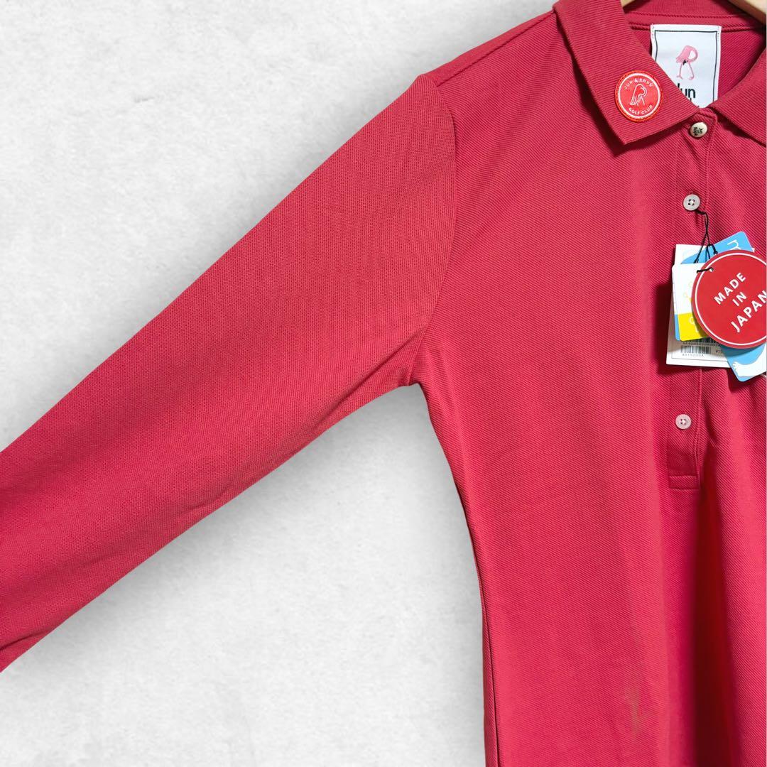 【新品】JUN&ROPE ポロシャツ 長袖 ゴルフ ウェア UVカットM 赤