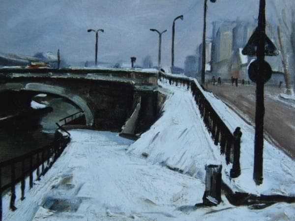 荻須　高徳、雪の運河、希少画集画、新品額付、状態良好