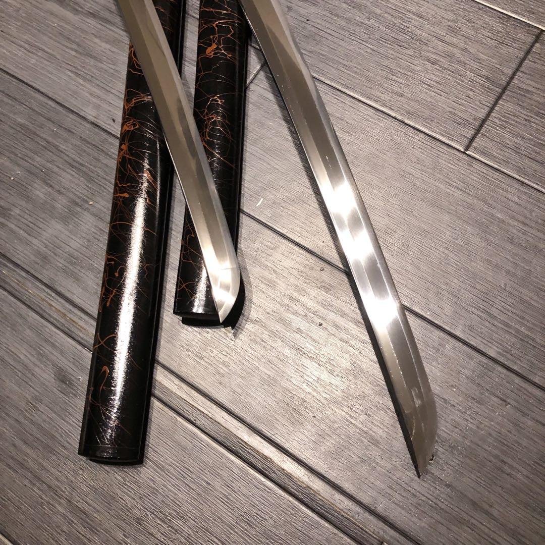 高級模造刀　高級居合刀　太刀　大小セット　本研波刃　亜鉛合金