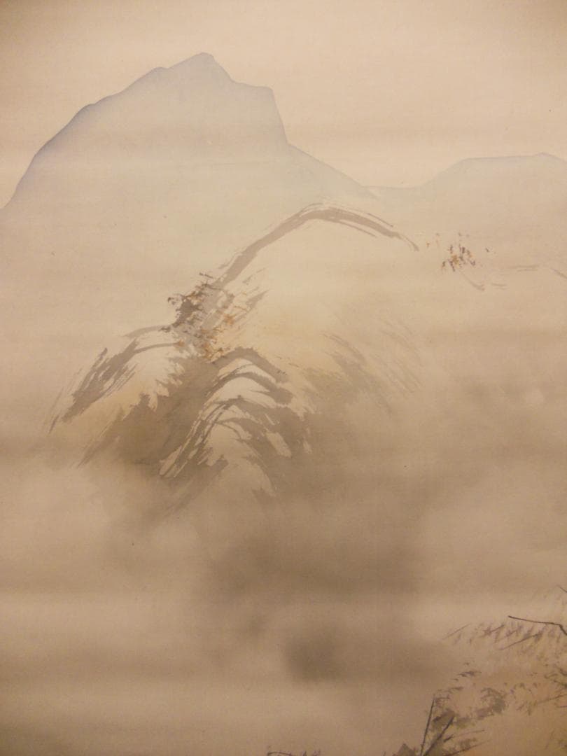 掛け軸 義正 作 『 秋景山水 』 絹本 希少 軸装 茶道具 掛軸 美品 です。