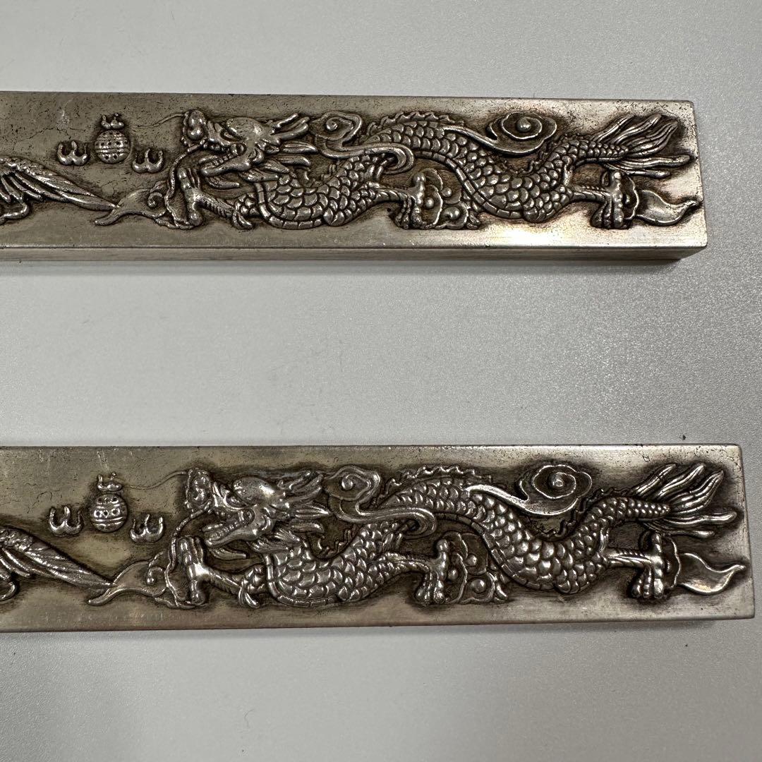 文鎮　書道　龍鳳呈祥　ペーパーウエイト2本セット