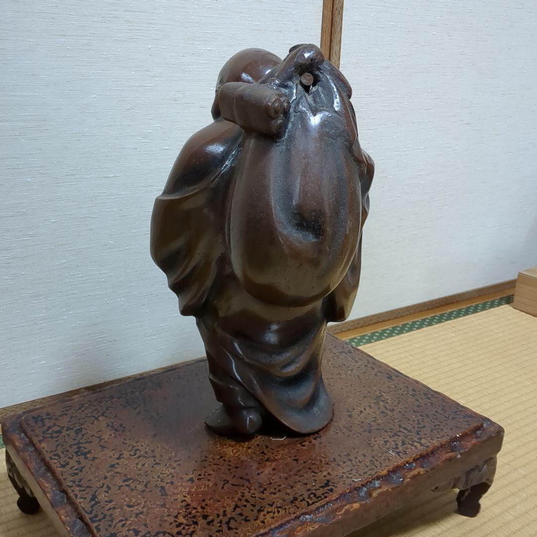 ★日本製★布袋像★真鍮製★重さ11.5キロ★木製土台付き