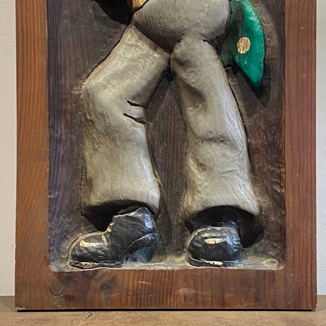 木彫りピエロ 壁掛け 道化師 スペイン