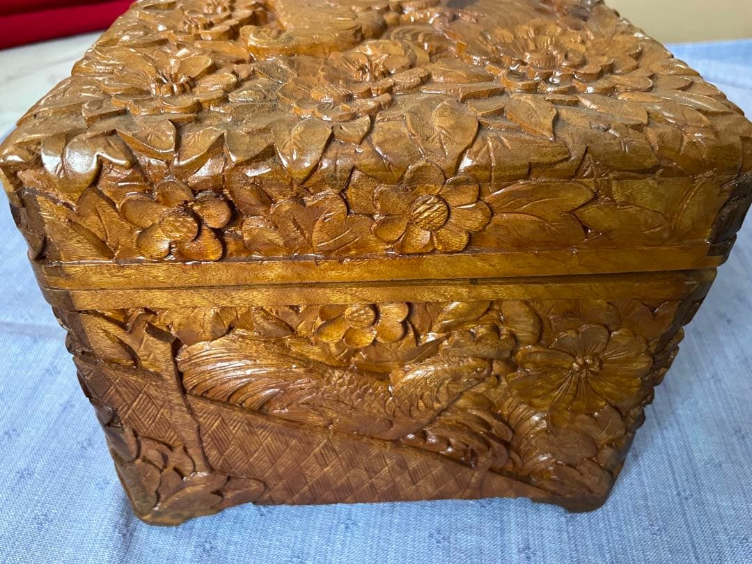 ◉セール！新品　木彫　箱　アンティーク　中国　花鳥