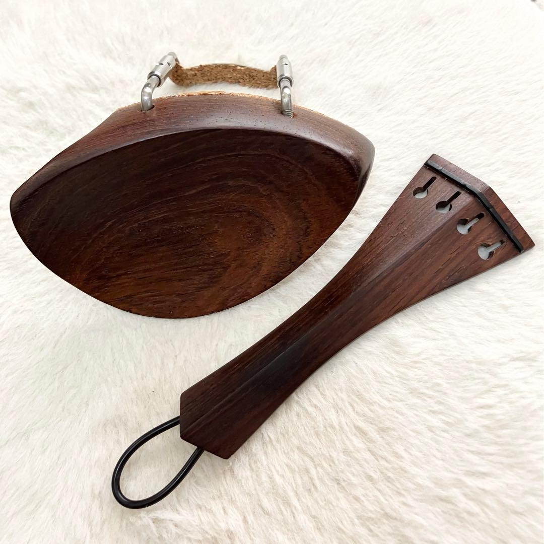 【美品】バイオリン　テールピース・あご当て　ローズウッド