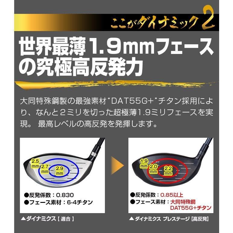 新品・高反発 ダイナミクスプレステージドライバーUSTマミヤシャフト