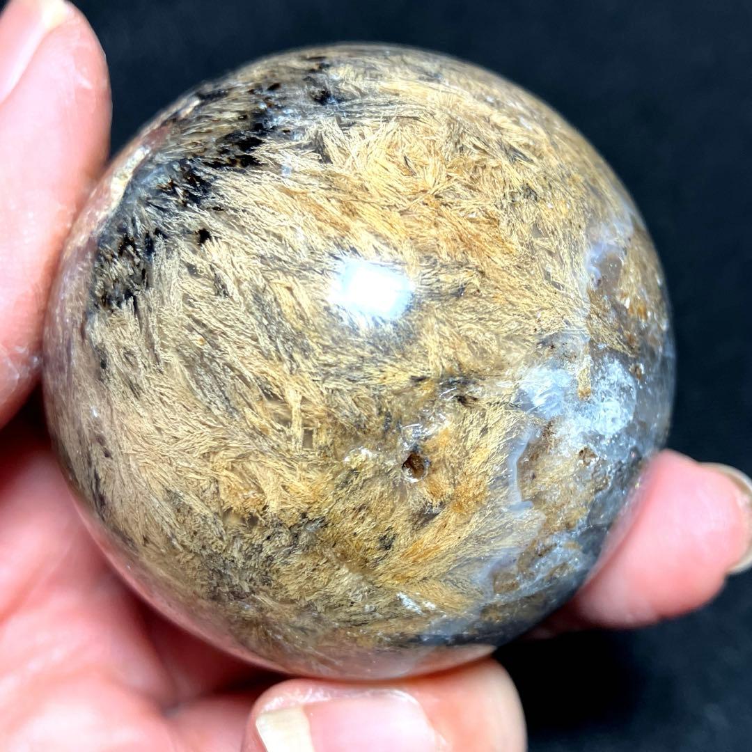 50mm ゴールドルチルクォーツ　丸玉　スフィア　金針水晶