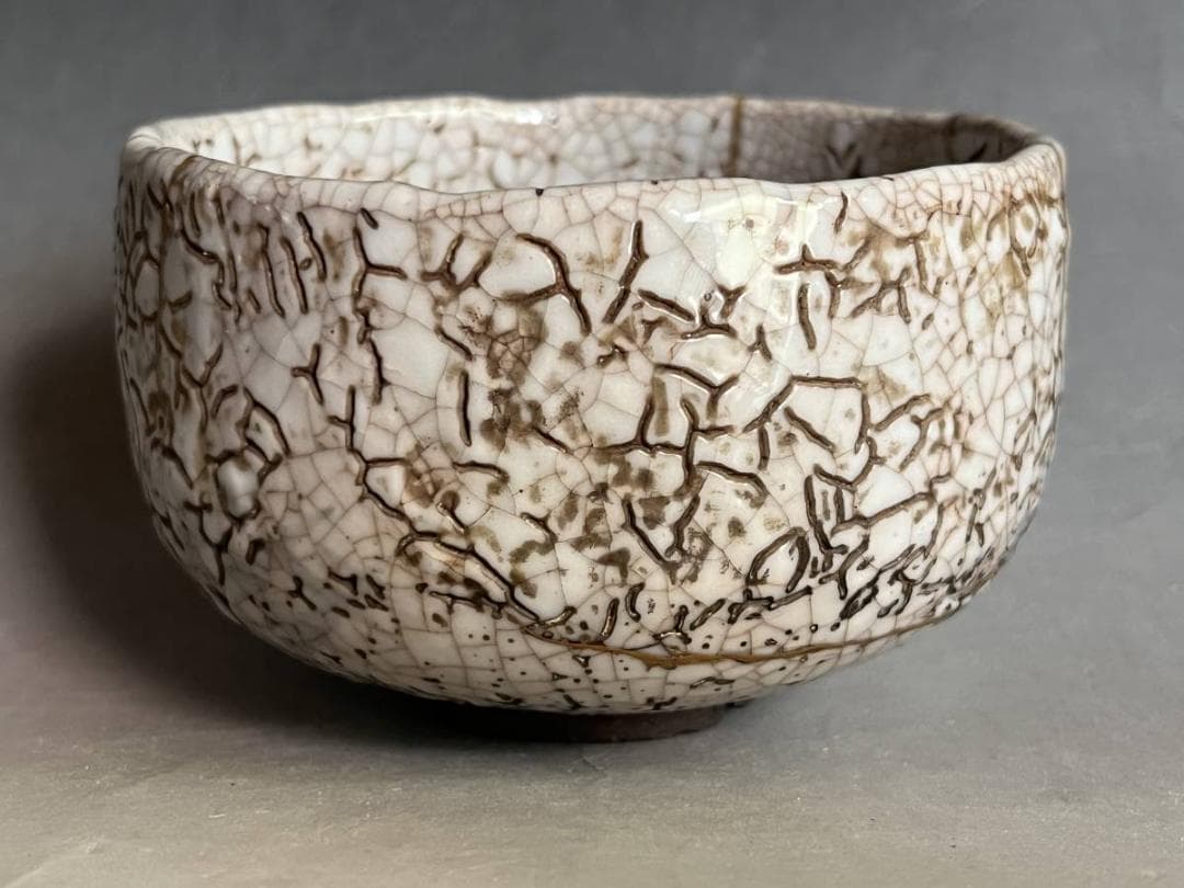 茶碗■時代物！江戸期 初窯焼 亀陶園 お茶道具 かなり古い抹茶碗 金継ぎ直し ■