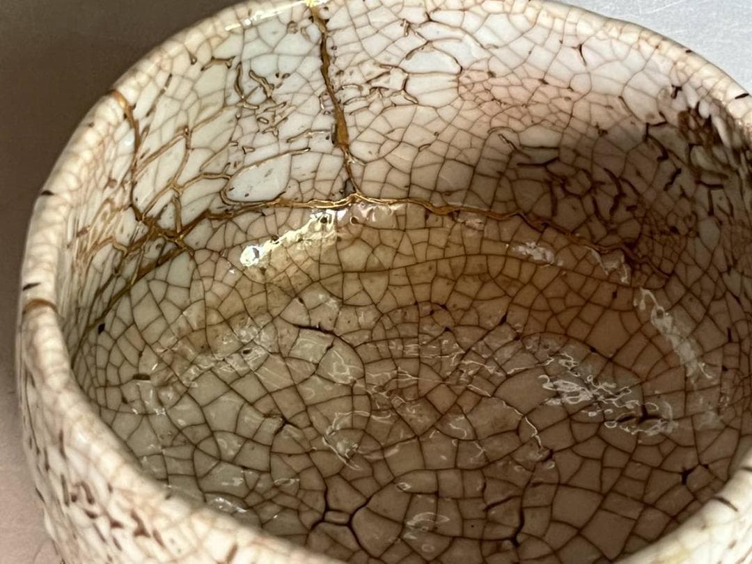 茶碗■時代物！江戸期 初窯焼 亀陶園 お茶道具 かなり古い抹茶碗 金継ぎ直し ■