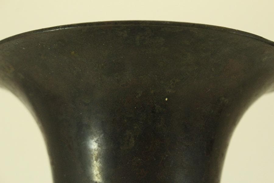 古銅 尊式 花器 高37.3cm 時代物 古美術 京都古寺蔵品(BB508)