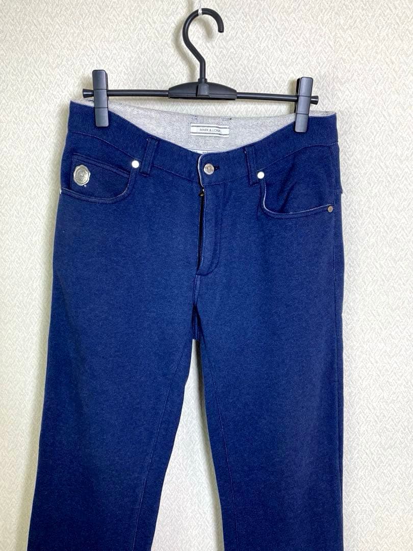 （美品）MARK&LONAゴルフパンツ ズボン 青系 マークアンドロナ サイズM