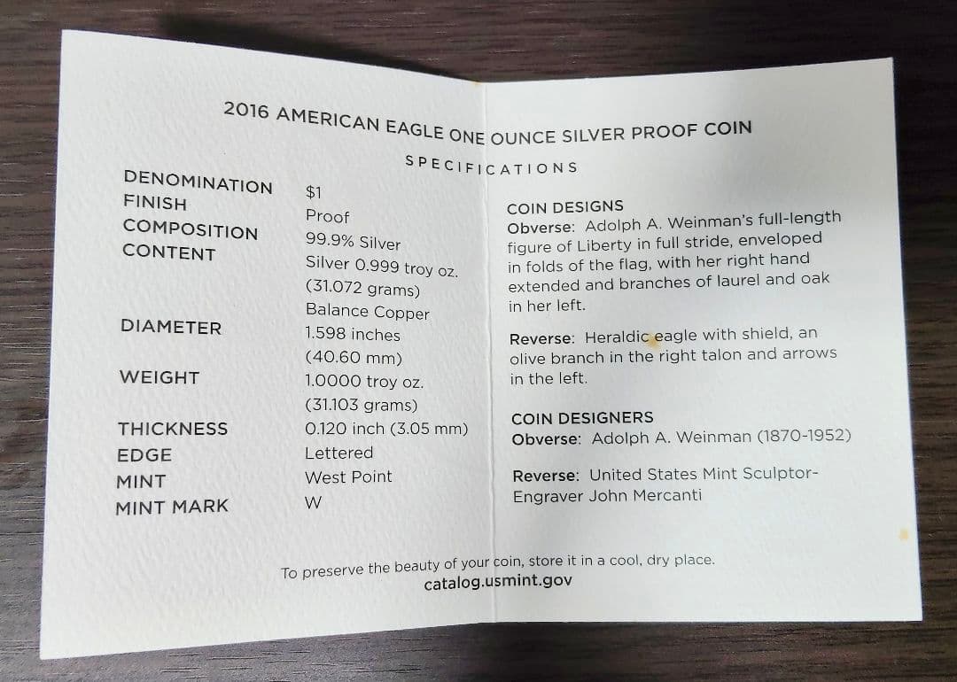 コレクション 2016 Walking Liberty Silver Coin