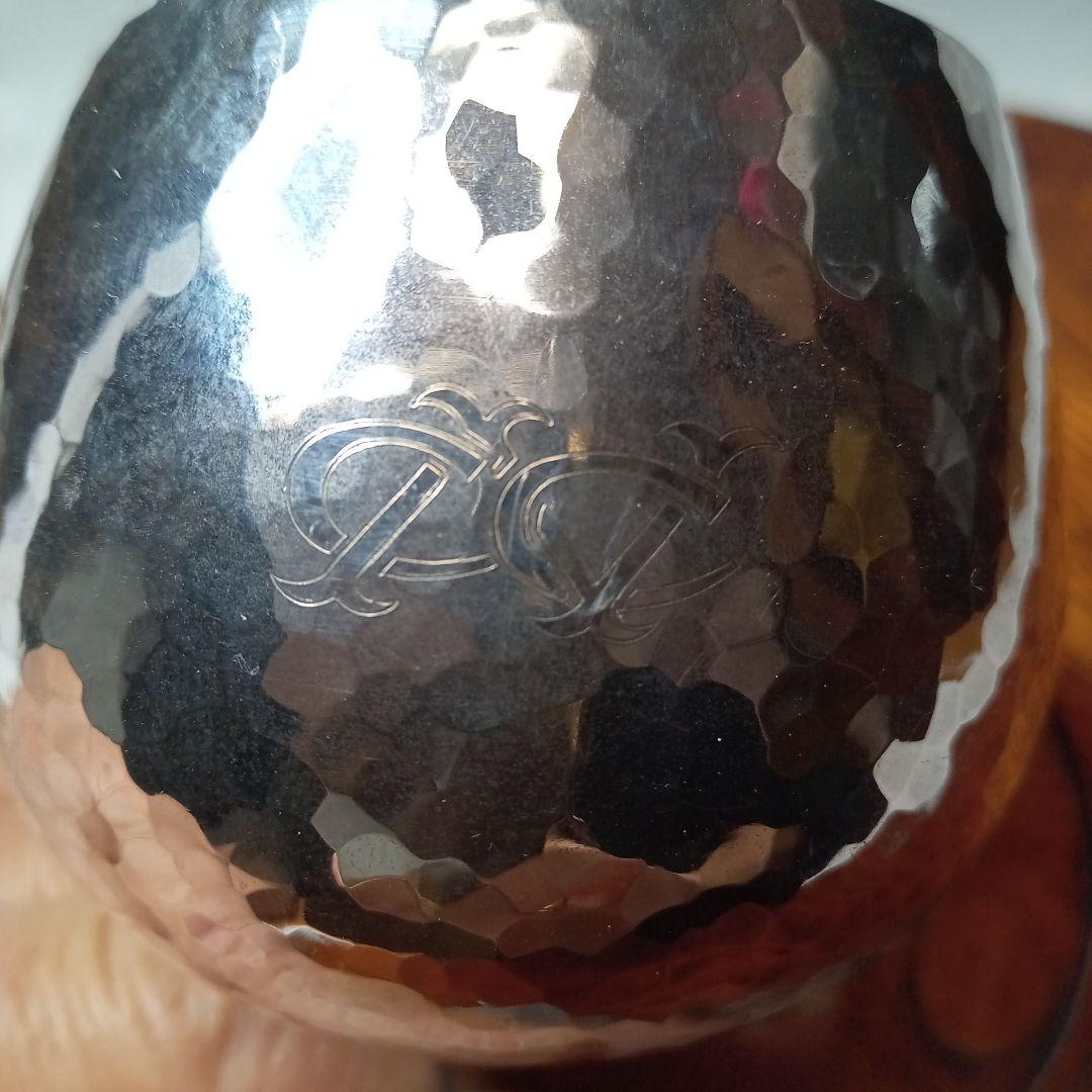 銀杯　シルバー製　鎚目模様　酒器　SILVER 下にMの刻印