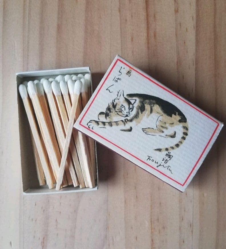 藤田嗣治　マッチ箱　羅巴雲　らぱん　猫の絵