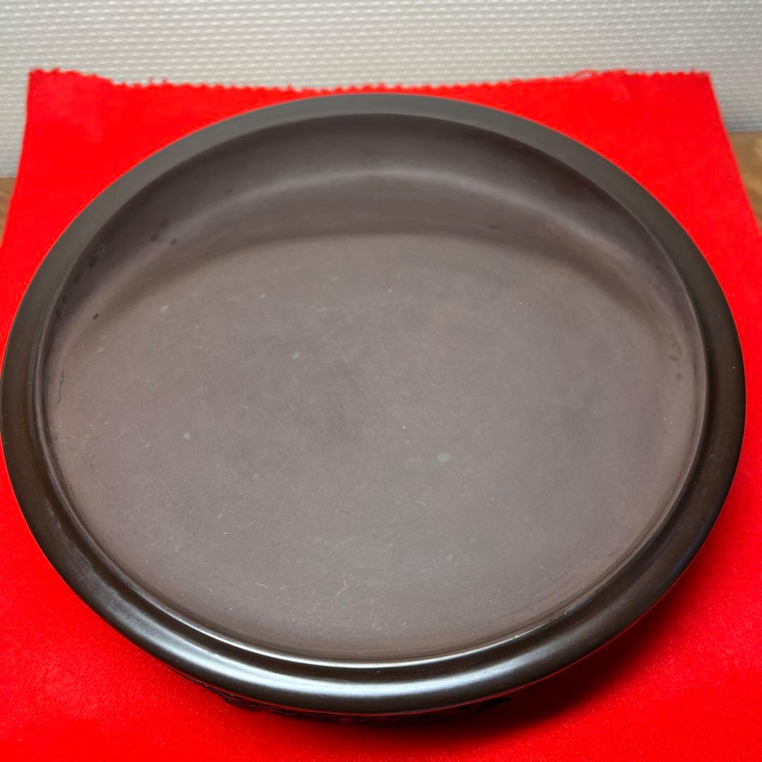 ⭕️赤間硯大型日月硯　2.3kg超　美品　共桐箱付　昭竜山　下井百合昭