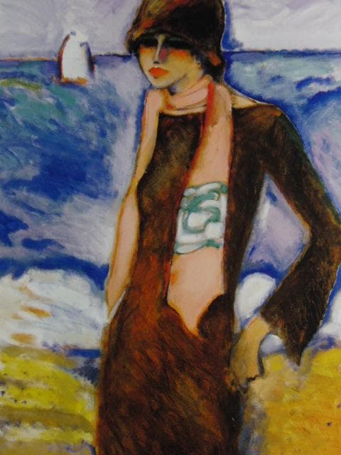 カシニョール（Cassigneul）、ピンクのスカーフの婦人、希少な画集より