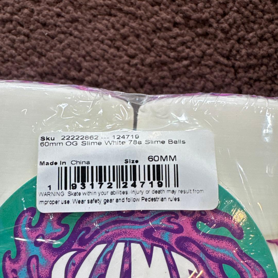SLIME BALLS スライムボール　ホワイトスケボーウィール60mm 78A