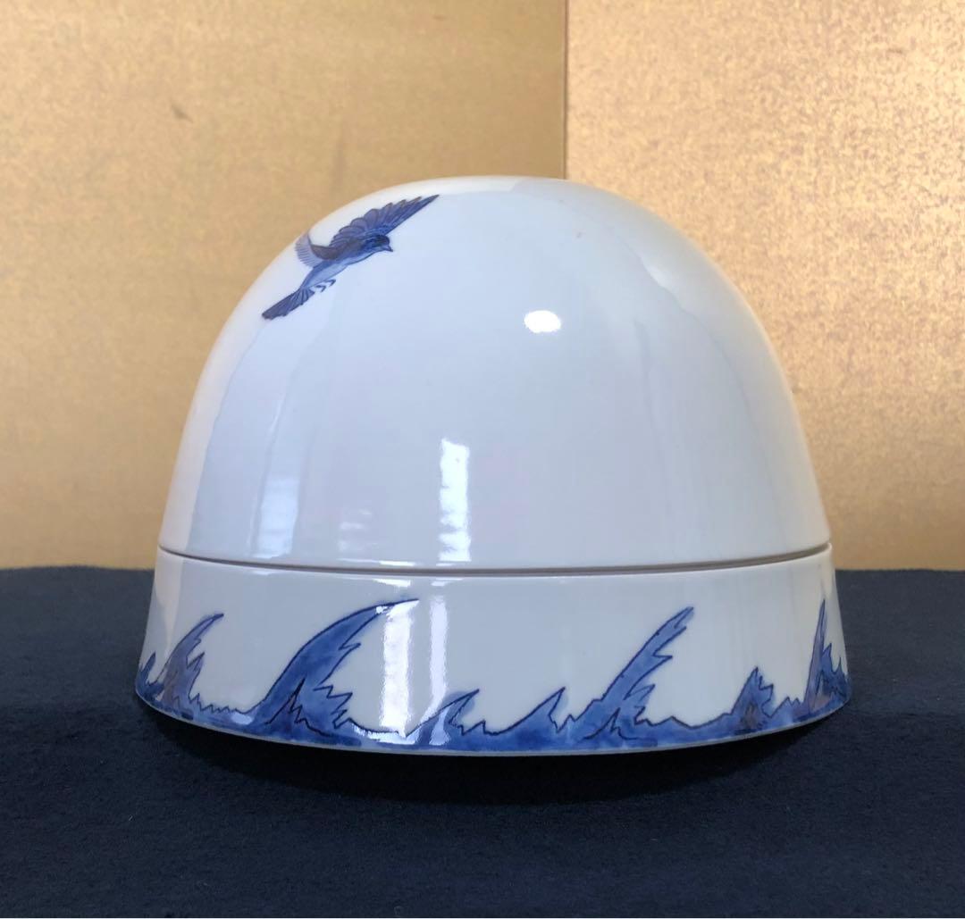 《レ》染付鳥 筥 菓子器 食籠 永楽紘一 永楽善五郎 共箱 251110う5