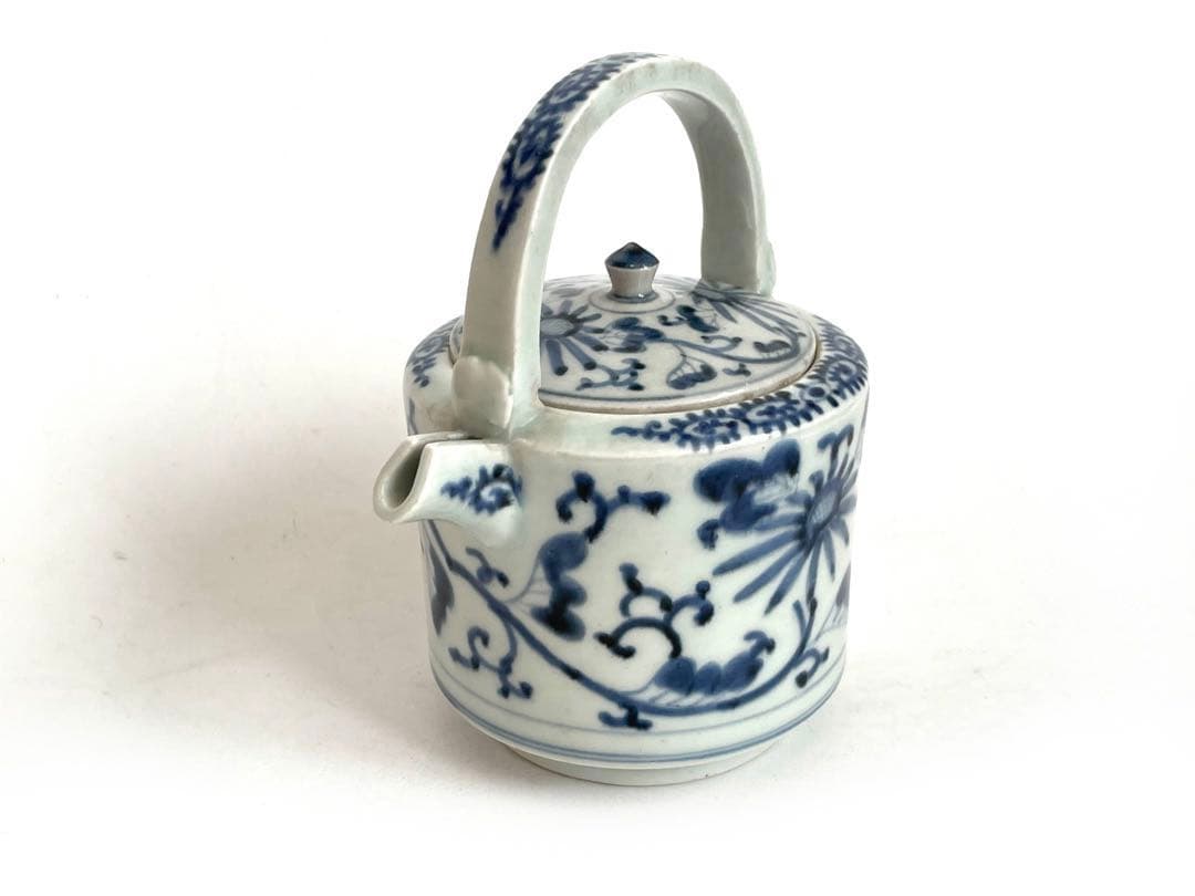 骨董　アンティーク　古伊万里　染付　花唐草文様　銚子　酒器　注器　ポット　急須
