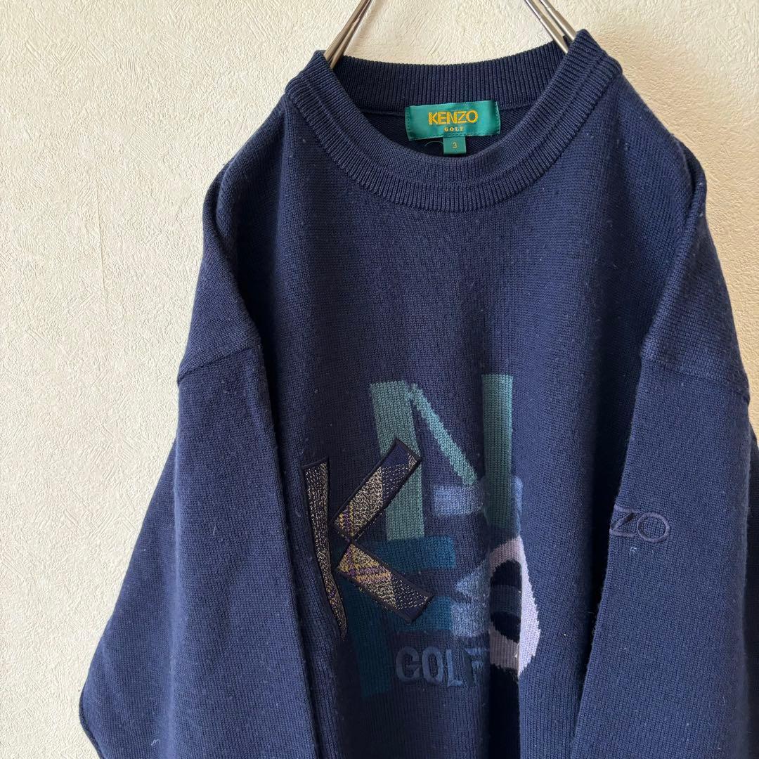 KENZO ゴルフ ケンゾー 刺繍 セーター ネイビー