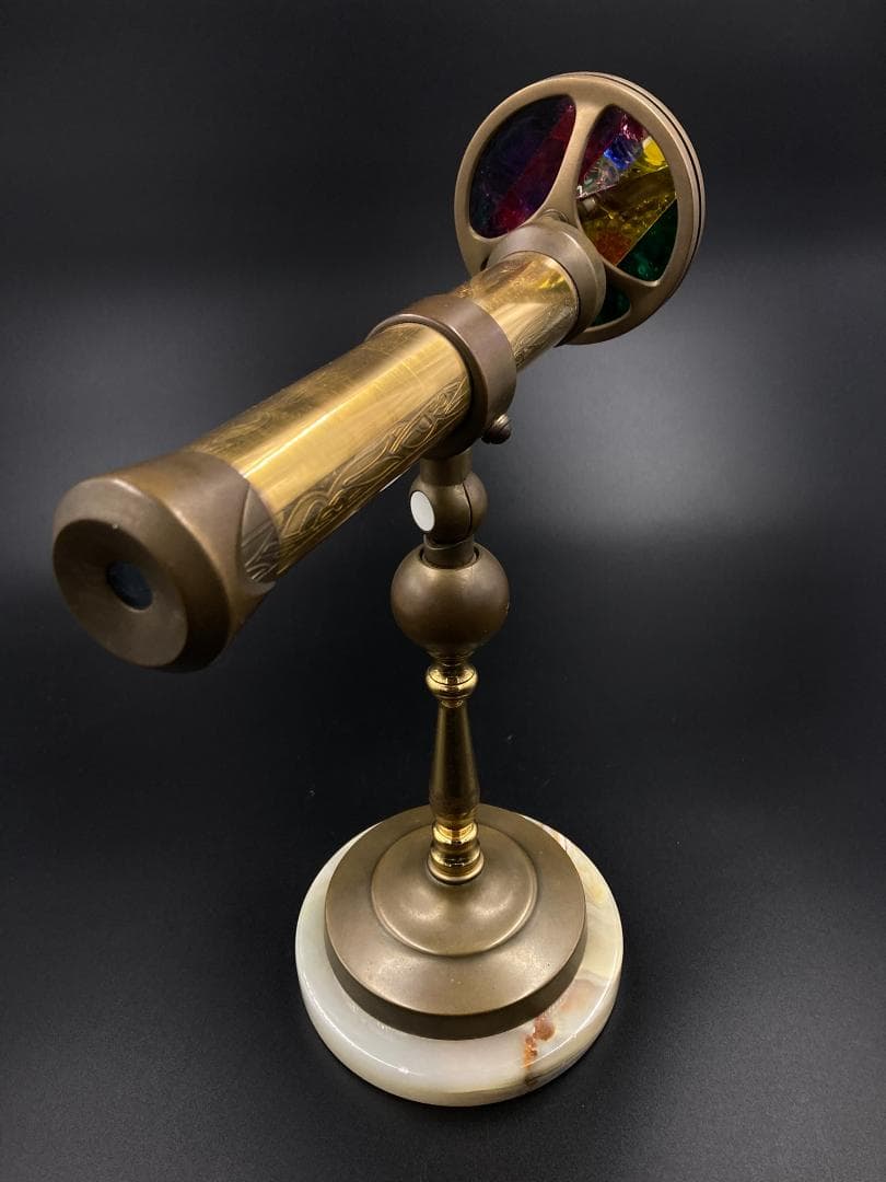 特価　万華鏡　カレイドスコープ　真鍮　大理石　オニキス　27cm