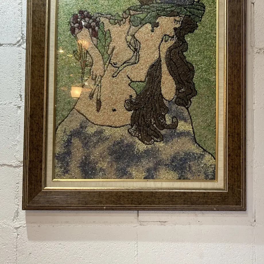 70年代　アクリル　ビーズ　アート　作品　額縁