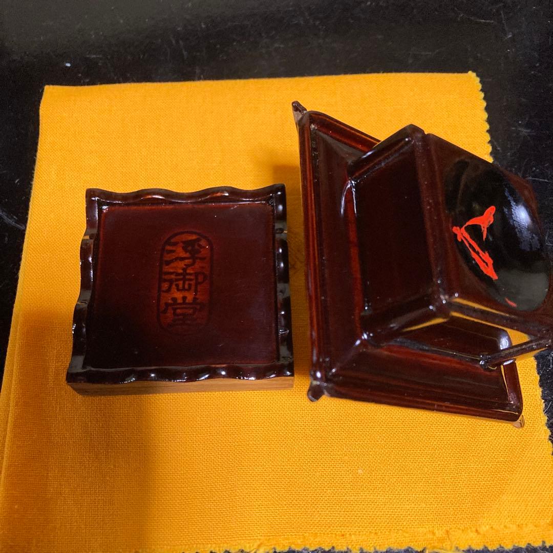 茶道具　浮御堂古材　御堂香合　大亀老師在判箱書　稲尾誠中斎(作)