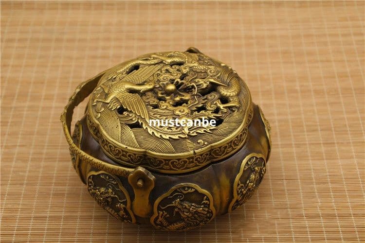 銅器 香炉 龍鳳手炉 提手炉 暖手炉香道具 工芸品 置物