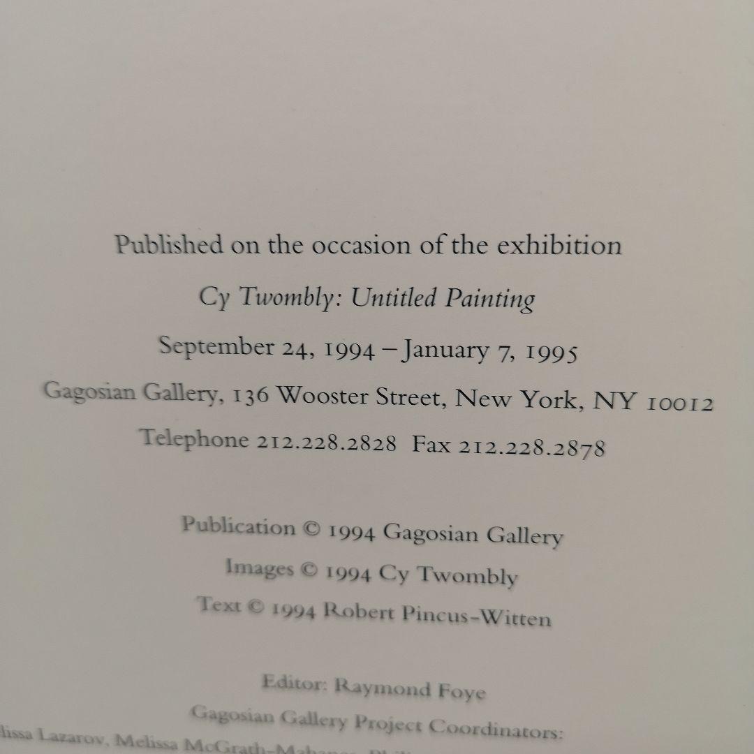 CY TWOMBLY サイ・トゥオンブリー　ガゴシアンギャラリー展示の時の図録？