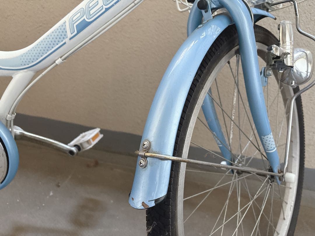 アサヒサイクル 子供用自転車 ホワイト/ブルー 前面バスケット付き 24インチ