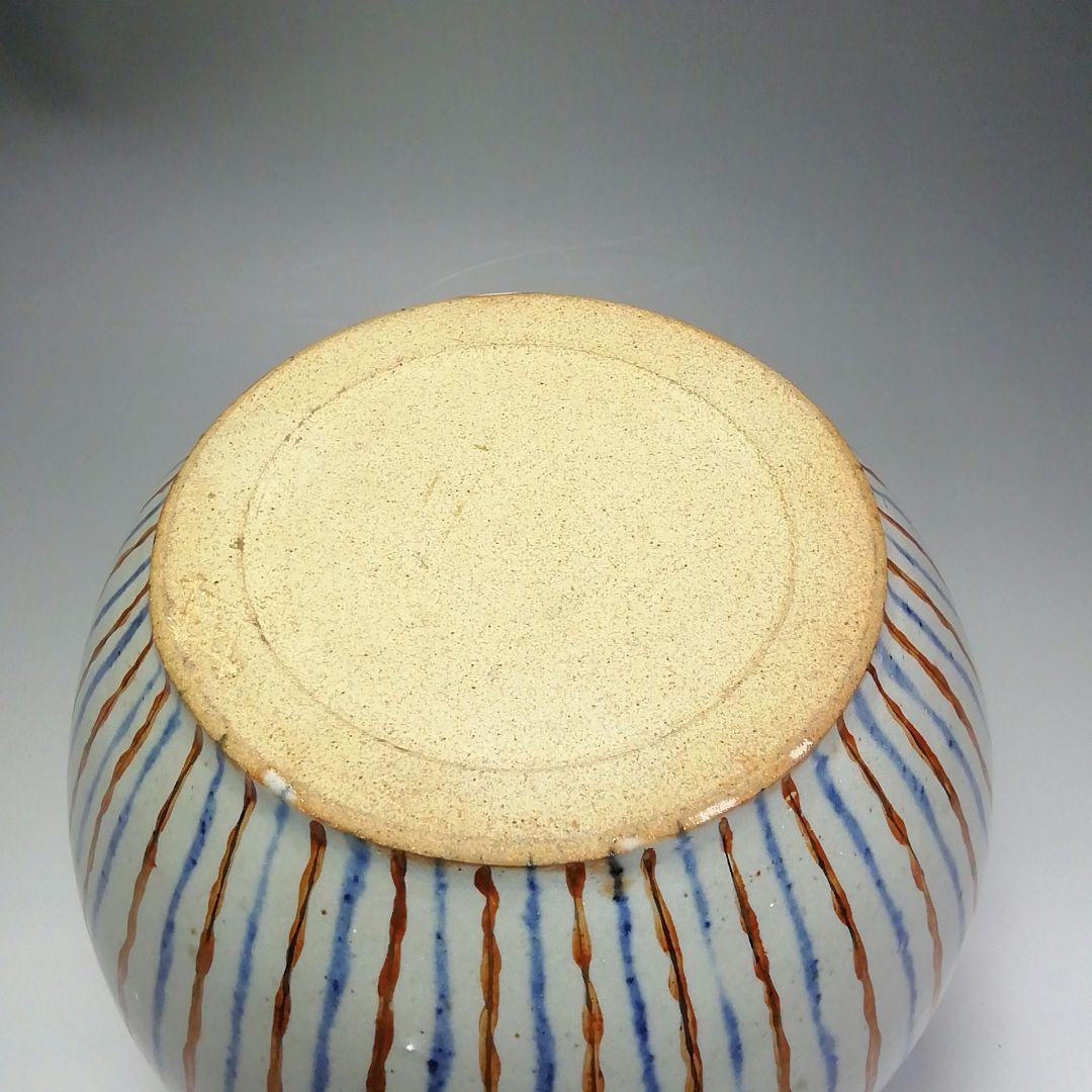 Ｓ２８９　水指　『麦藁手四季団扇』『松古窯　佐久間芳丘』　共箱　茶道具