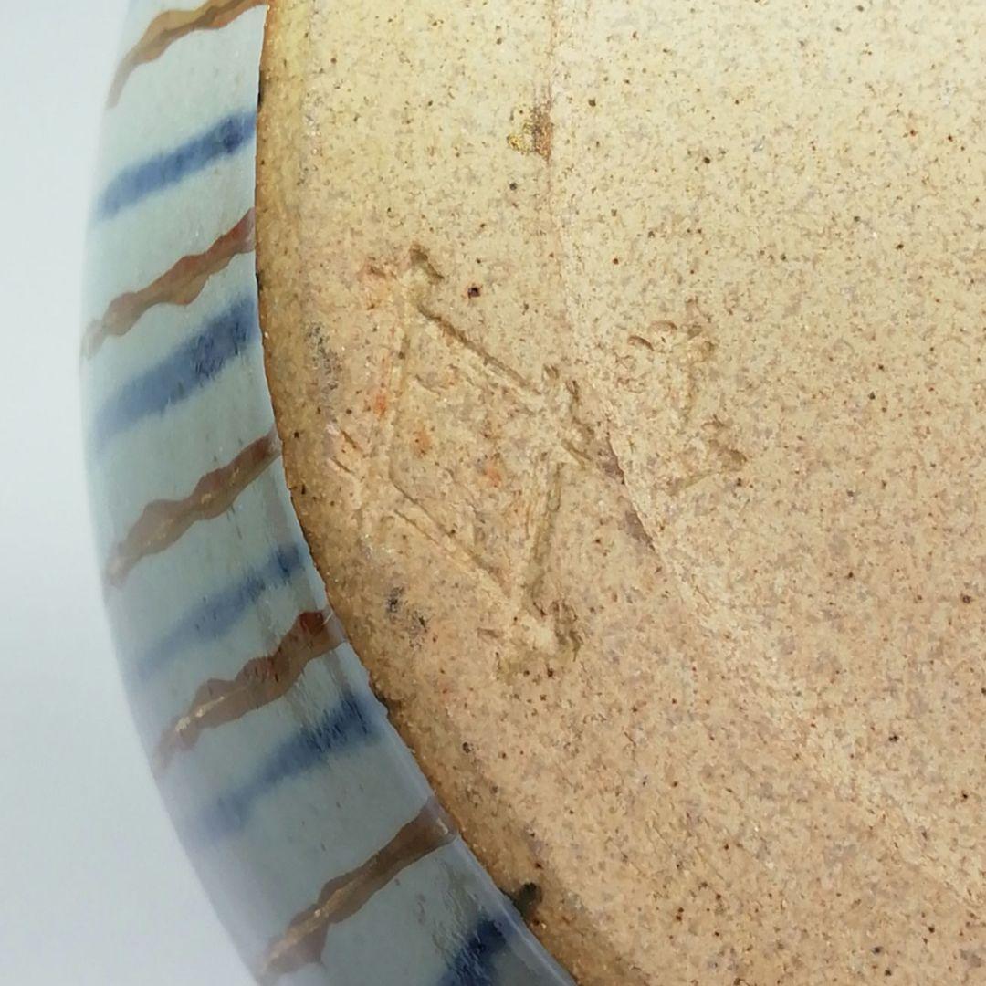 Ｓ２８９　水指　『麦藁手四季団扇』『松古窯　佐久間芳丘』　共箱　茶道具