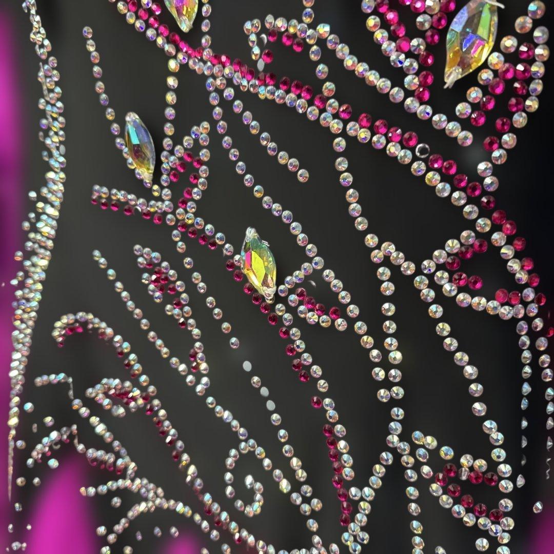 【Mサイズ】社交ダンス　ドレス　ブラック×ピンク