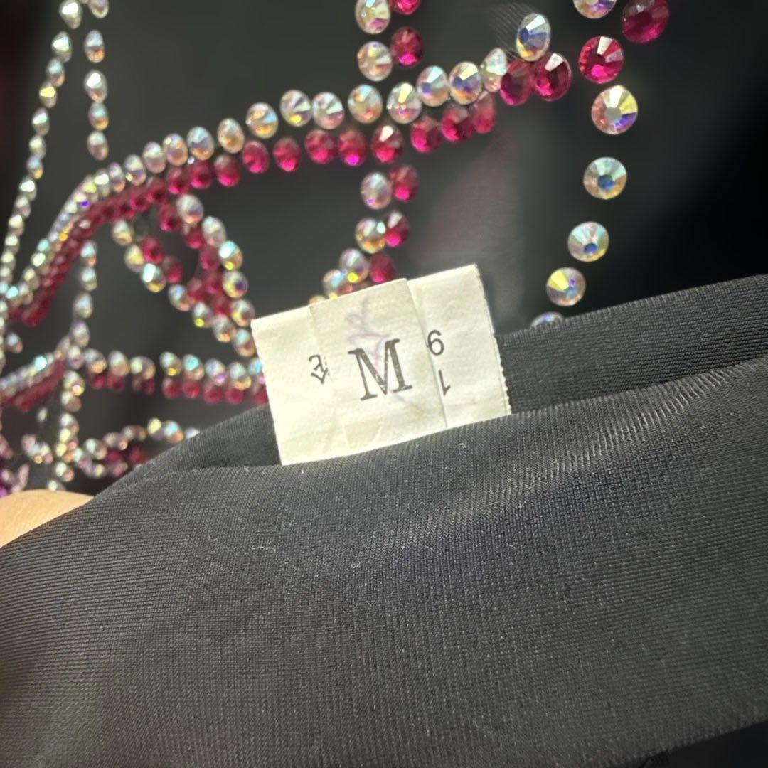 【Mサイズ】社交ダンス　ドレス　ブラック×ピンク