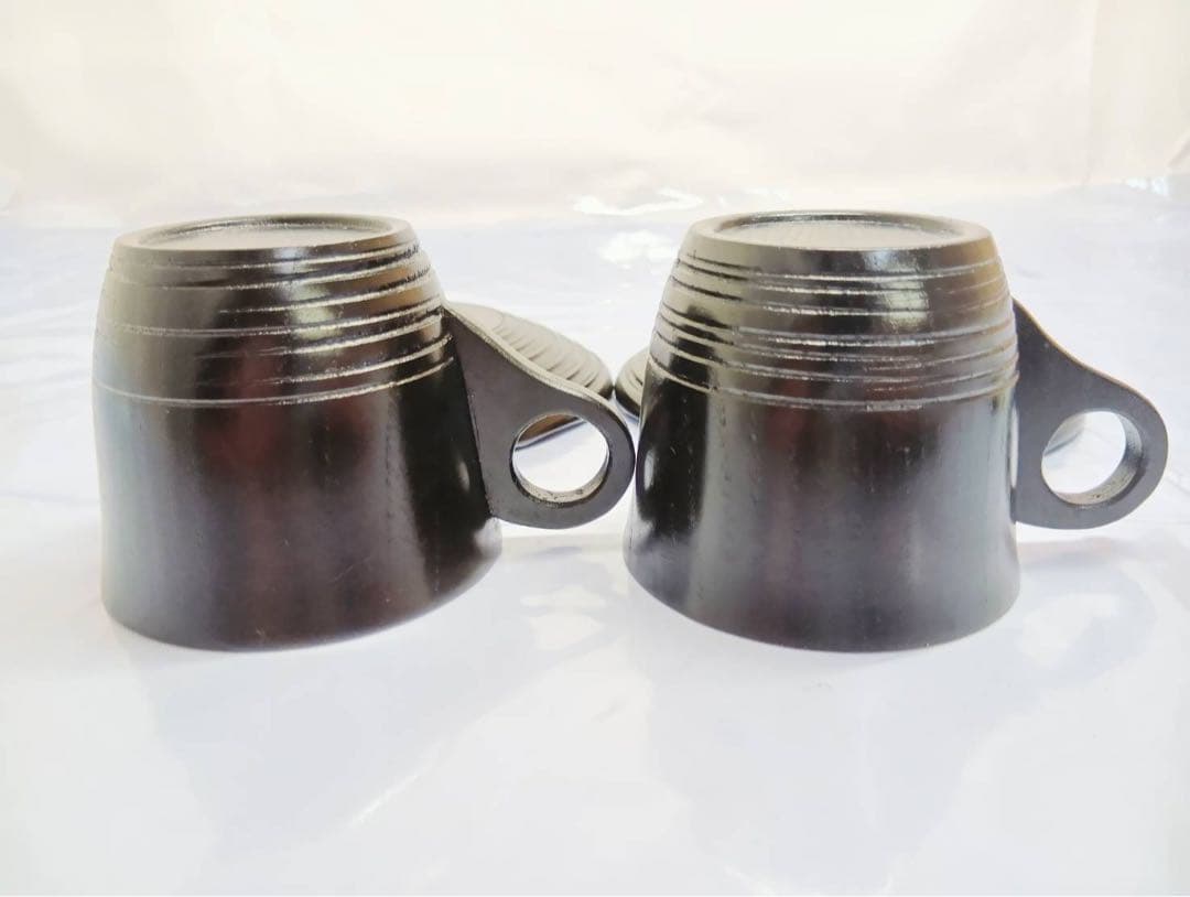 もくべえ 天然木 漆塗 ティーカップ&ソーサー ペア2客