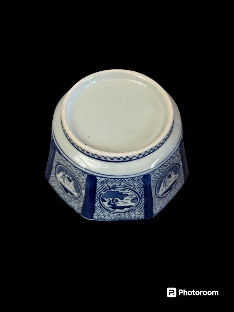 八角窓絵鉢　骨董伊万里