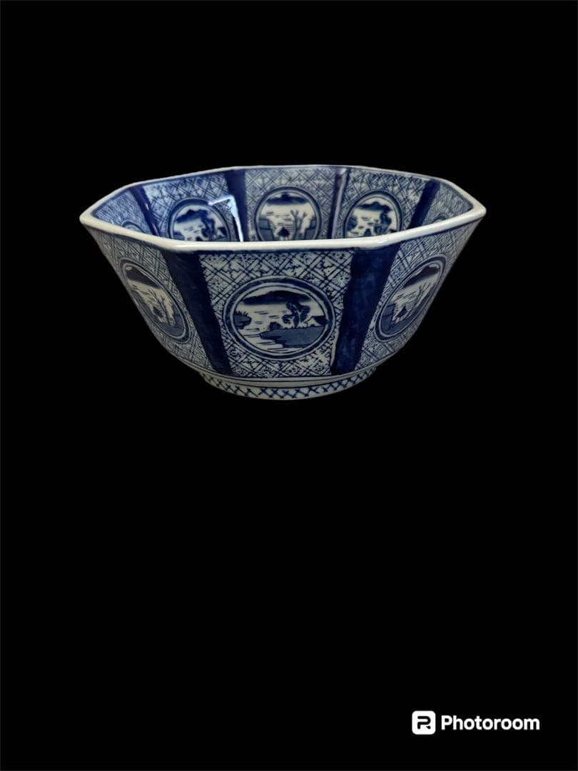 八角窓絵鉢　骨董伊万里