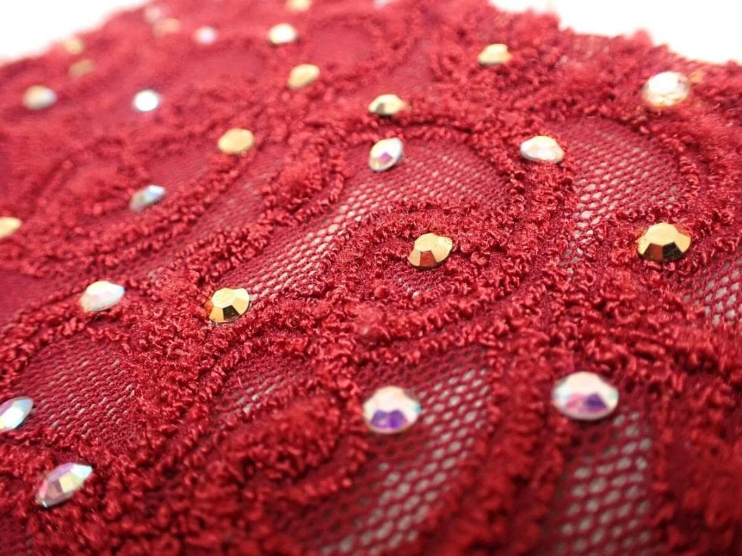 B1346【チャコット】えんじ/レース/スワロMIX/ラテンドレス☆社交ダンス