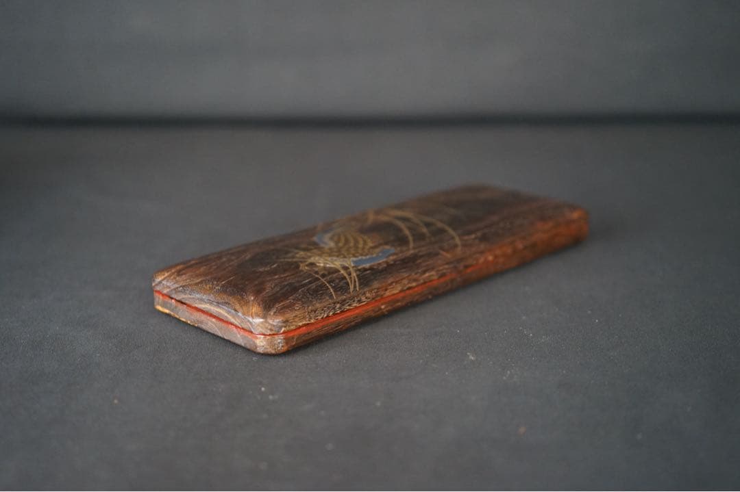 荘司芳真 造 鶉 金銀 蒔絵 硯箱 共箱 / 漆美術 書道具 文化財功労者