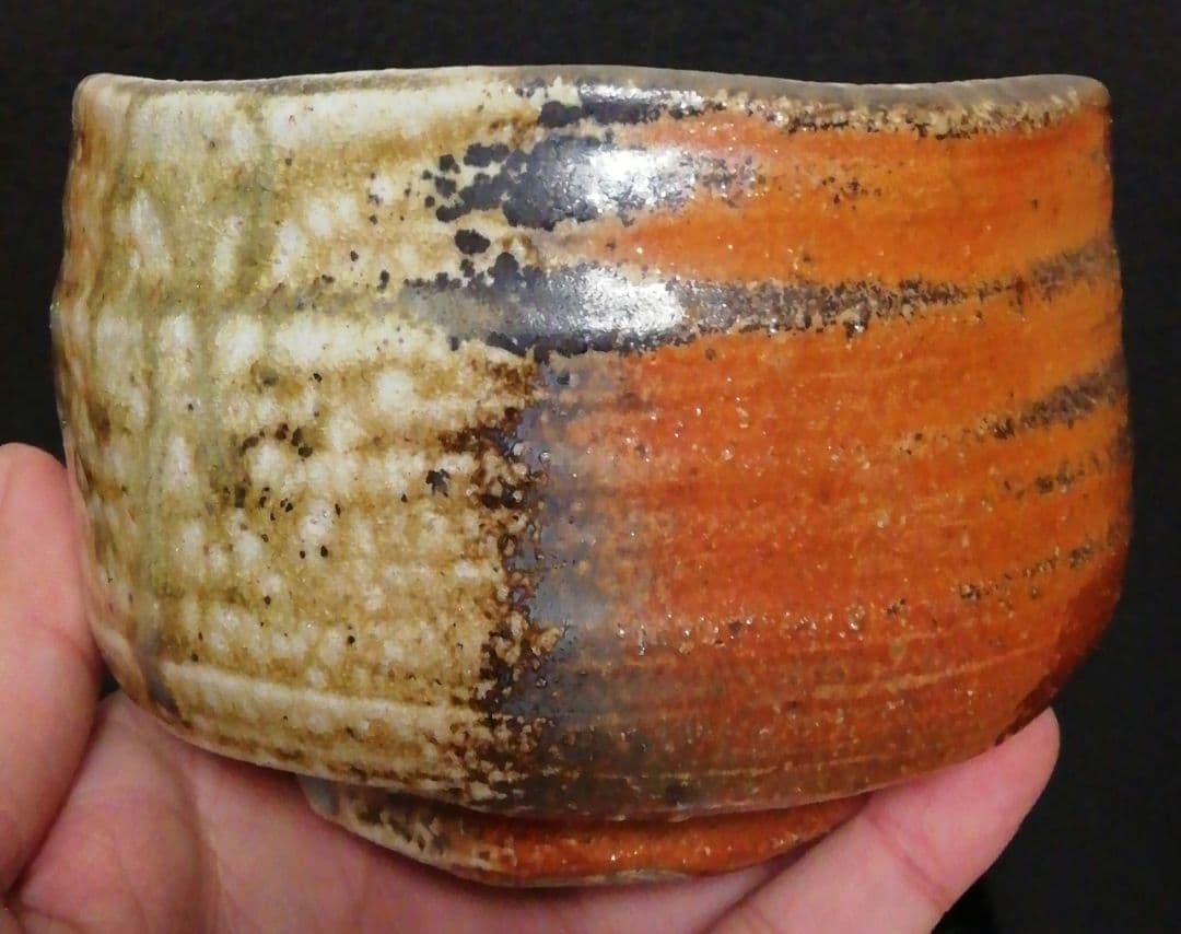 今井理桂作　津軽烏城焼　自然釉　茶碗　共箱　略歴付　茶道具