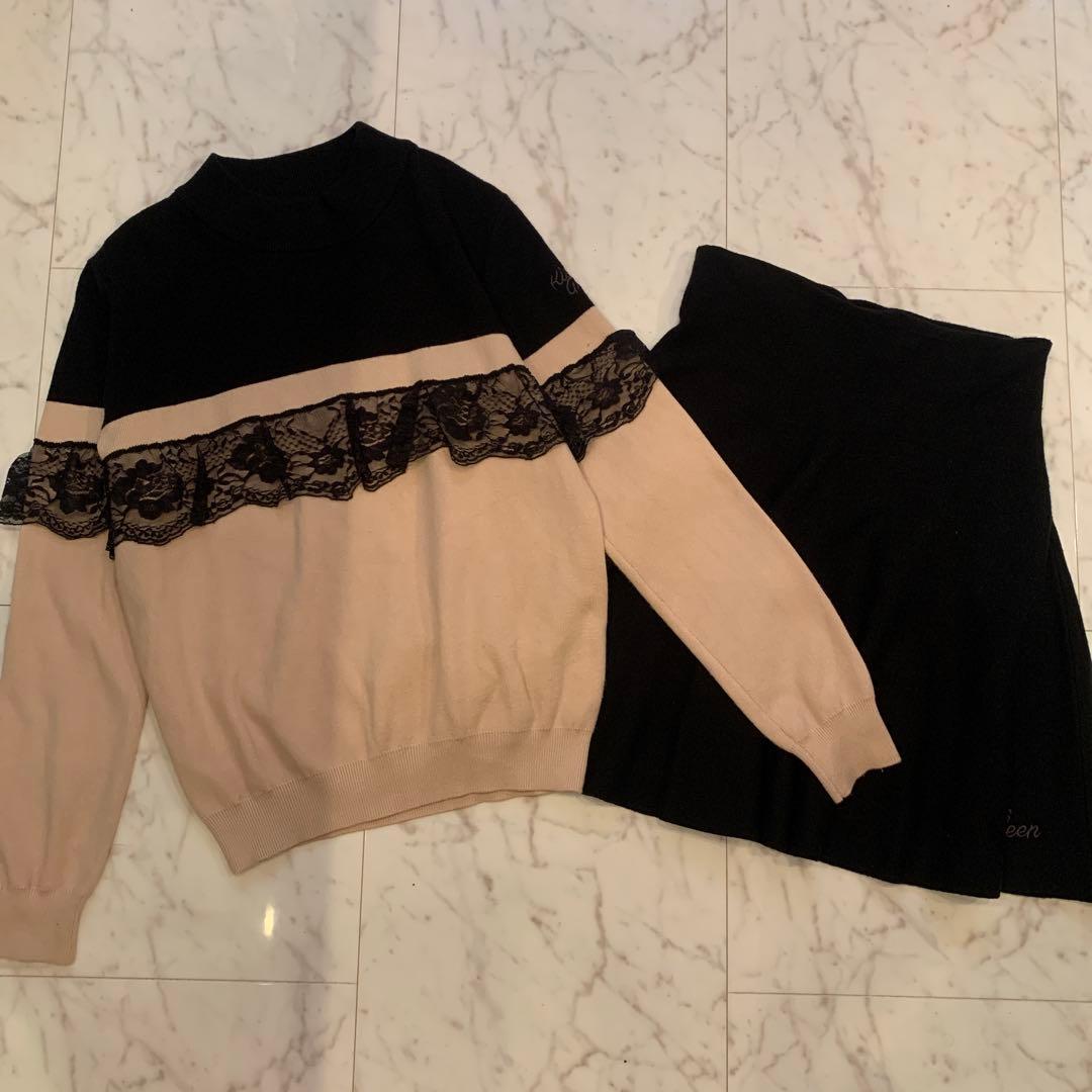 【セットアップ】ゴルフニット＆スカート　M