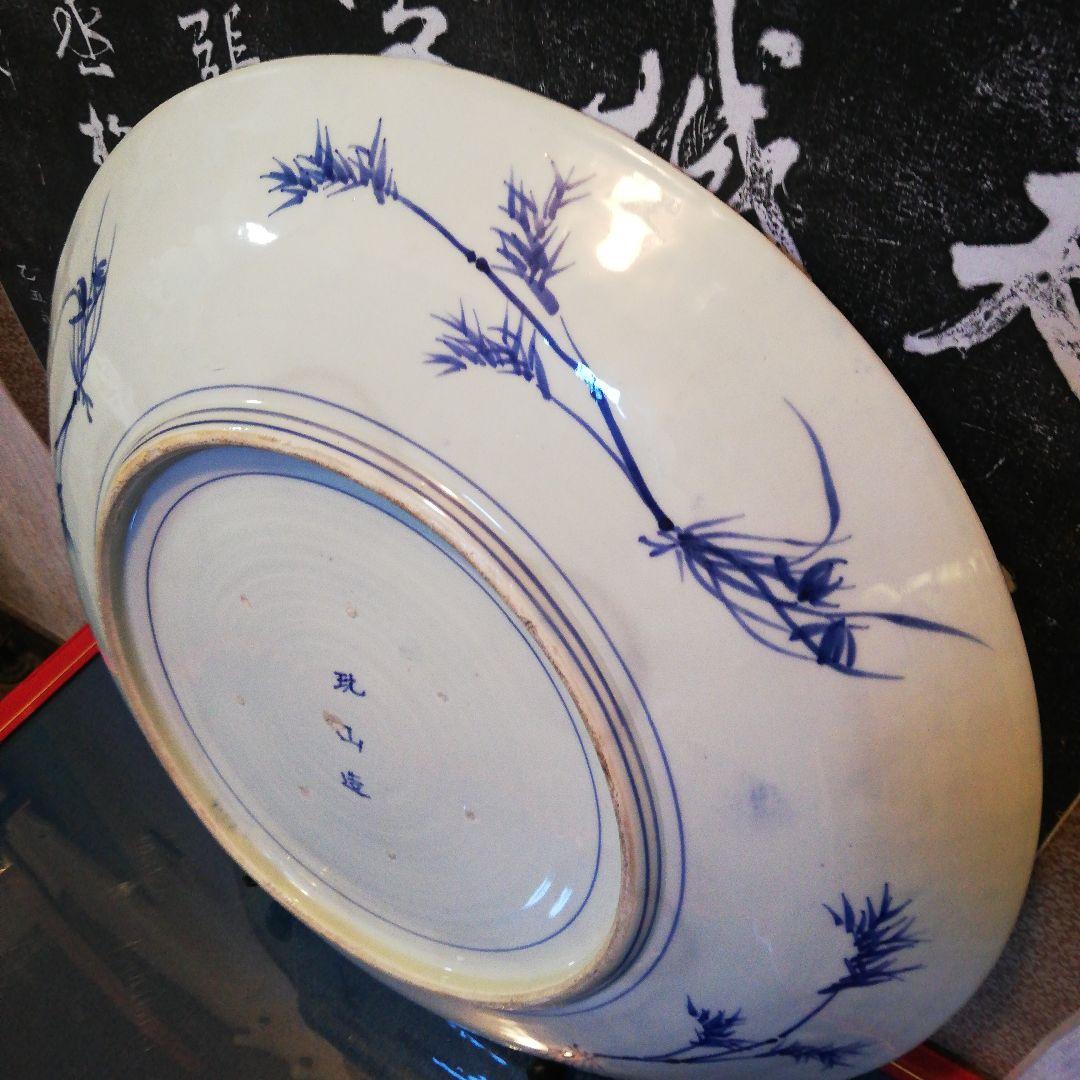 極美品明治時代初期～大正時代末期頃時代伊万里焼特大５５センチ鹿絵図大皿当時物