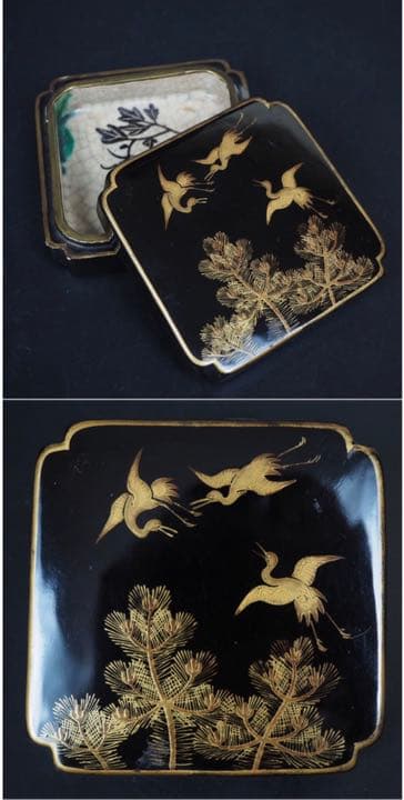 送料無料　博物館級大珍品　江戸期豊楽焼　香盒　共箱