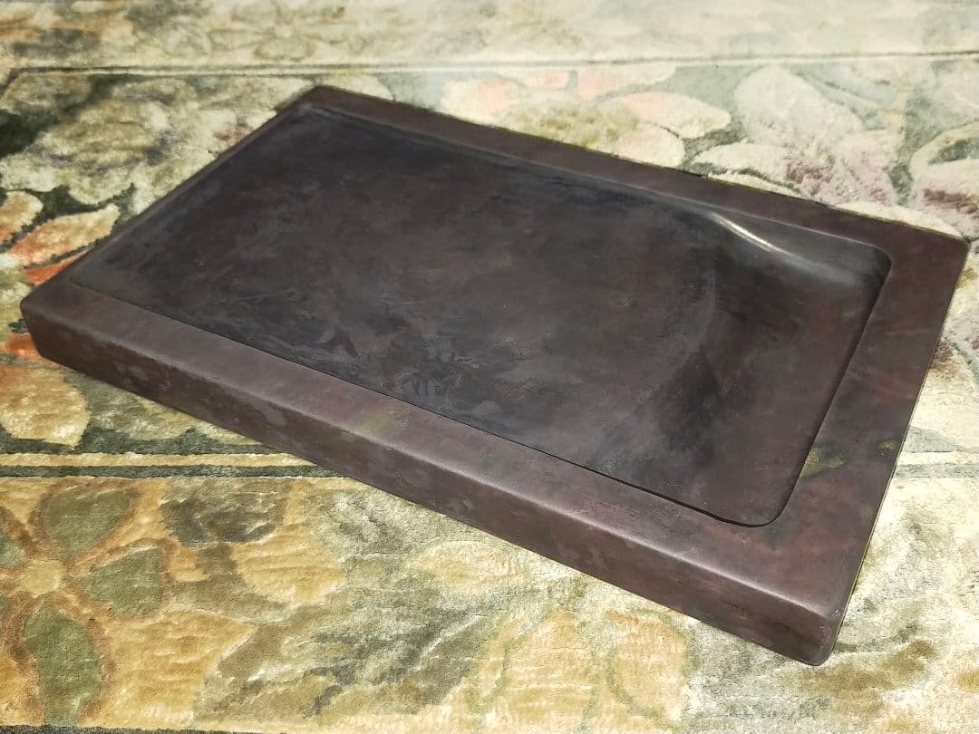 ♥大型　中国　端渓　硯　紫檀ケース付き　6.4ｋｇ　端渓硯　骨董品