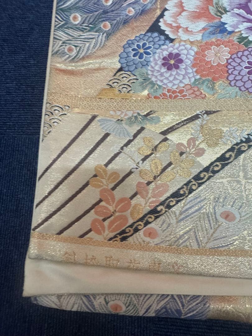 2664袋帯 古代彫金紋 西陣織 金糸　高級上質上品　約440cm 未使用