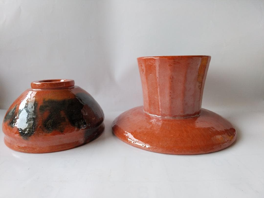 赤楽 天目茶碗 貴人台添エ 川崎和楽 作 赤楽茶碗 共箱 茶道具 抹茶碗 新品